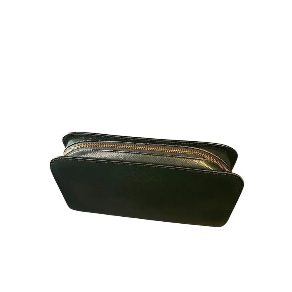 Louis Vuitton Taiga Baikal Green Leather Wristlet/Clutch Unisex